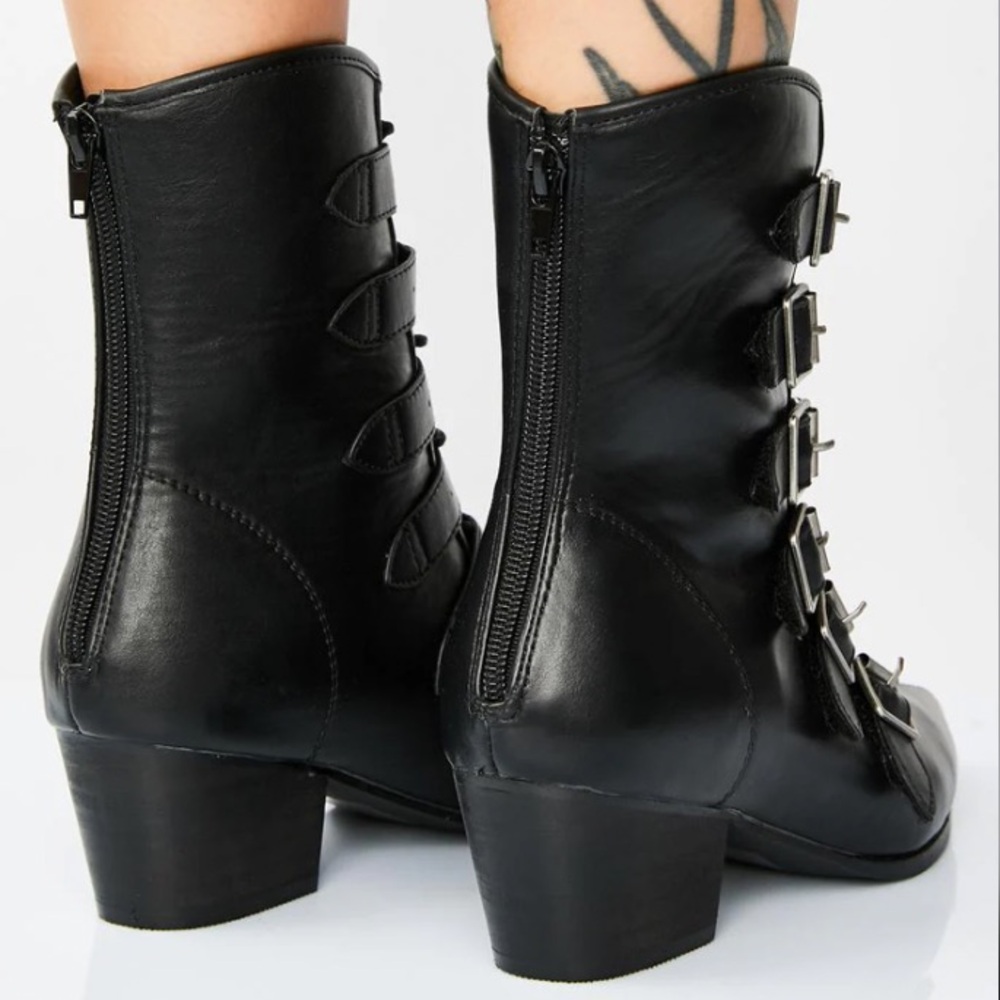 Strange Cvlt Coven Vegan Leather Boots in Black - Picture 2 of 11